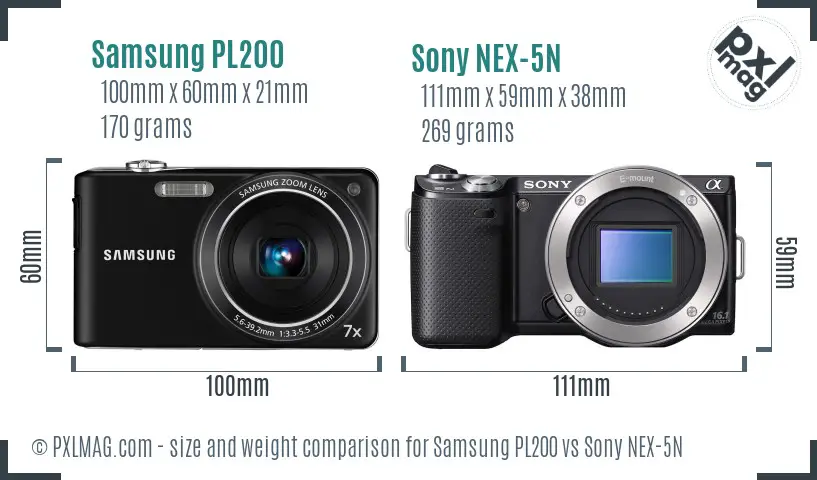 Samsung PL200 vs Sony NEX-5N size comparison