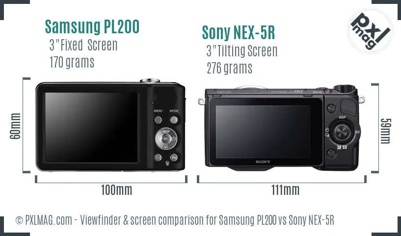 Samsung PL200 vs Sony NEX-5R Screen and Viewfinder comparison