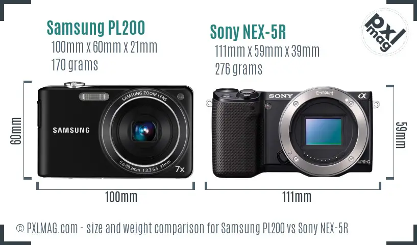 Samsung PL200 vs Sony NEX-5R size comparison