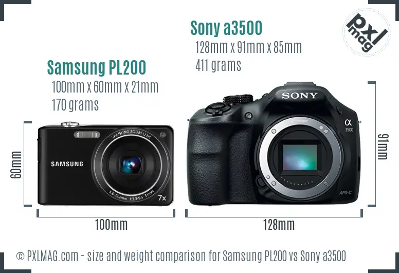 Samsung PL200 vs Sony a3500 size comparison