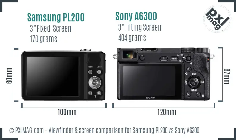 Samsung PL200 vs Sony A6300 Screen and Viewfinder comparison