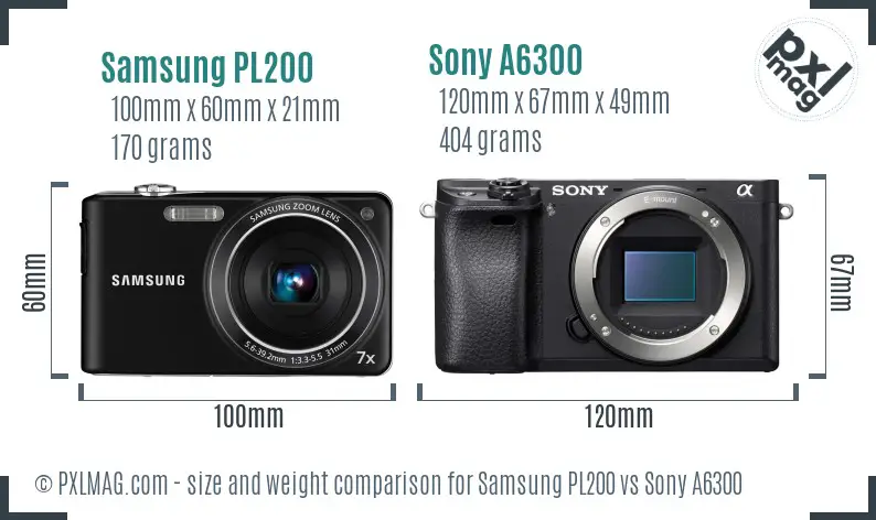 Samsung PL200 vs Sony A6300 size comparison