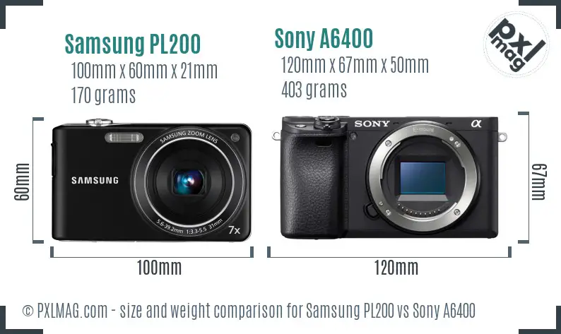 Samsung PL200 vs Sony A6400 size comparison Samsung PL200 vs Sony A6400 size comparison