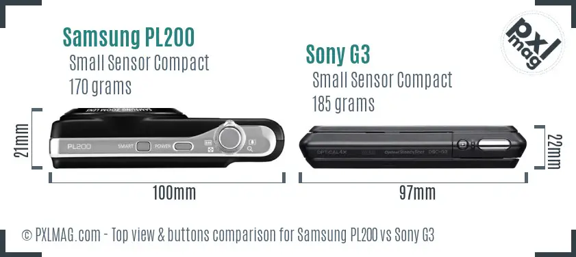 Samsung PL200 vs Sony G3 top view buttons comparison