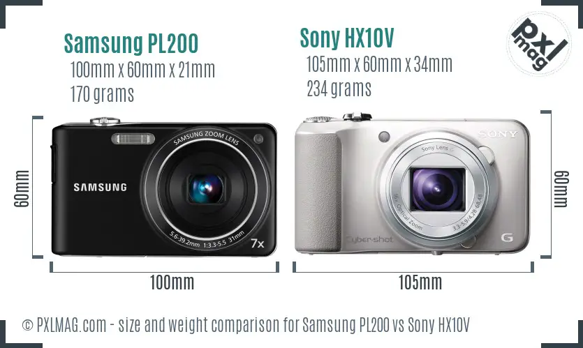 Samsung PL200 vs Sony HX10V size comparison Samsung PL200 vs Sony HX10V size comparison