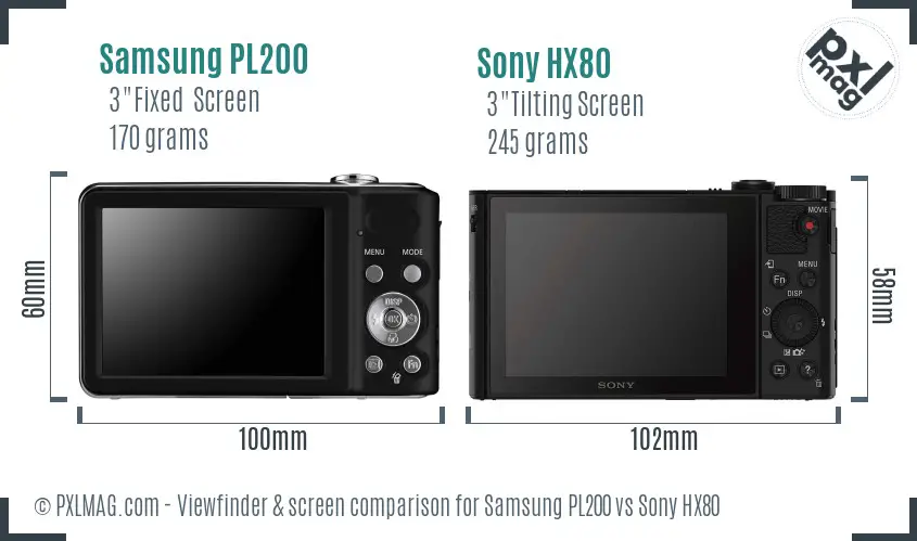 Samsung PL200 vs Sony HX80 Screen and Viewfinder comparison Samsung PL200 vs Sony HX80 Screen and Viewfinder comparison