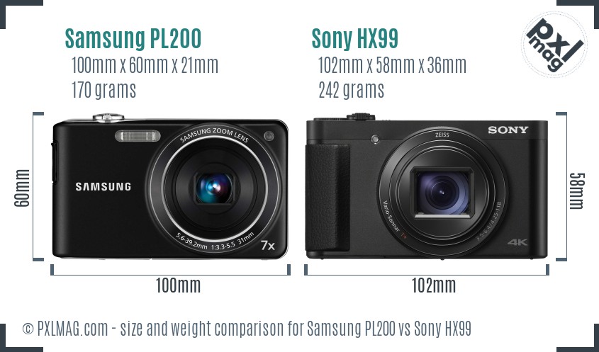 Samsung PL200 vs Sony HX99 size comparison Samsung PL200 vs Sony HX99 size comparison