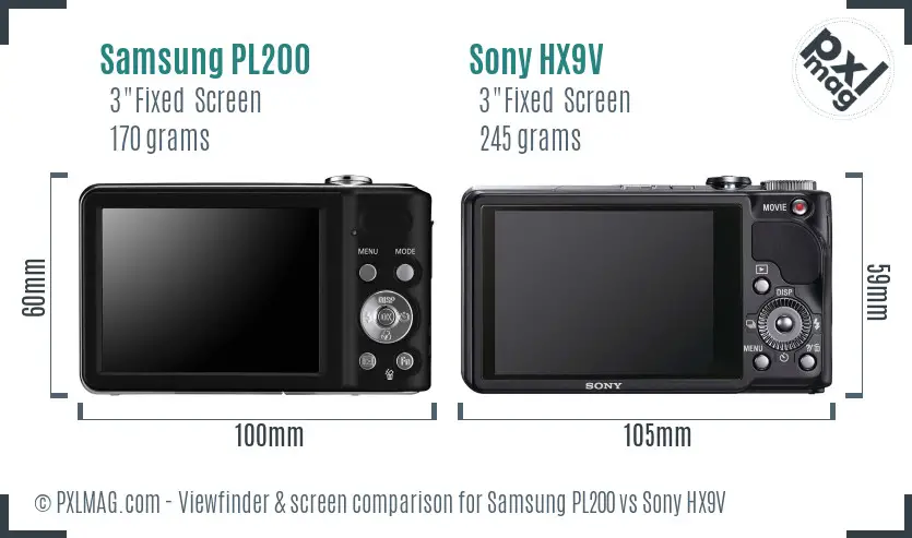 Samsung PL200 vs Sony HX9V Screen and Viewfinder comparison Samsung PL200 vs Sony HX9V Screen and Viewfinder comparison