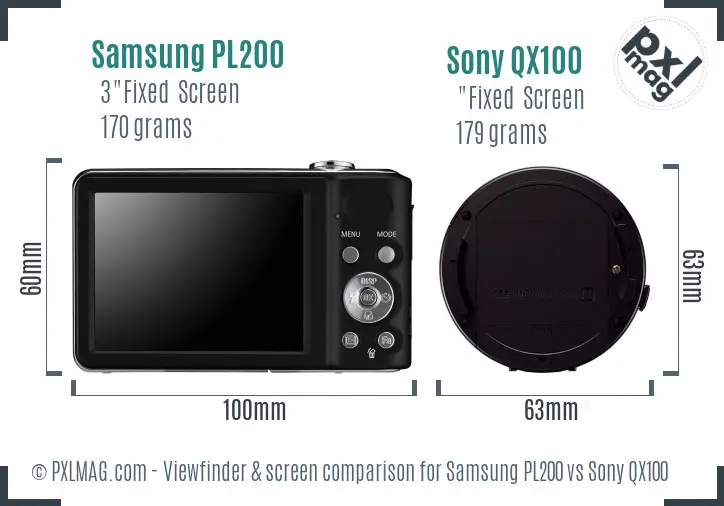Samsung PL200 vs Sony QX100 Screen and Viewfinder comparison Samsung PL200 vs Sony QX100 Screen and Viewfinder comparison