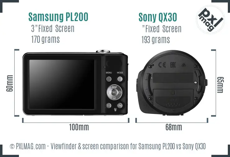 Samsung PL200 vs Sony QX30 Screen and Viewfinder comparison Samsung PL200 vs Sony QX30 Screen and Viewfinder comparison