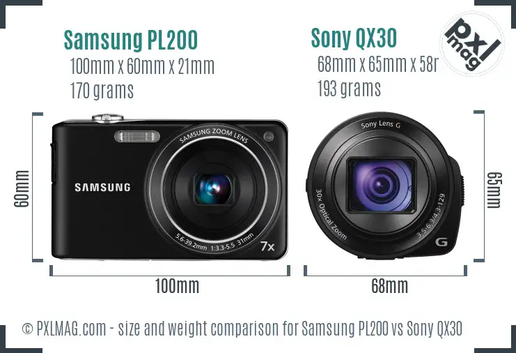 Samsung PL200 vs Sony QX30 size comparison Samsung PL200 vs Sony QX30 size comparison