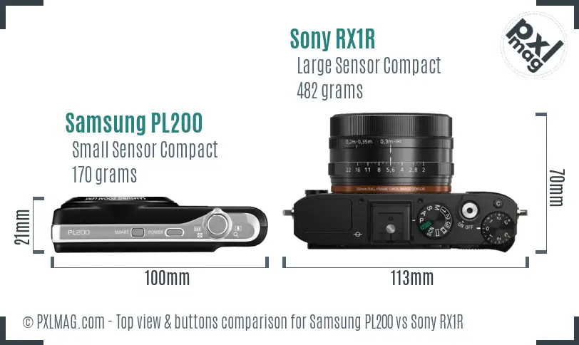 Samsung PL200 vs Sony RX1R top view buttons comparison