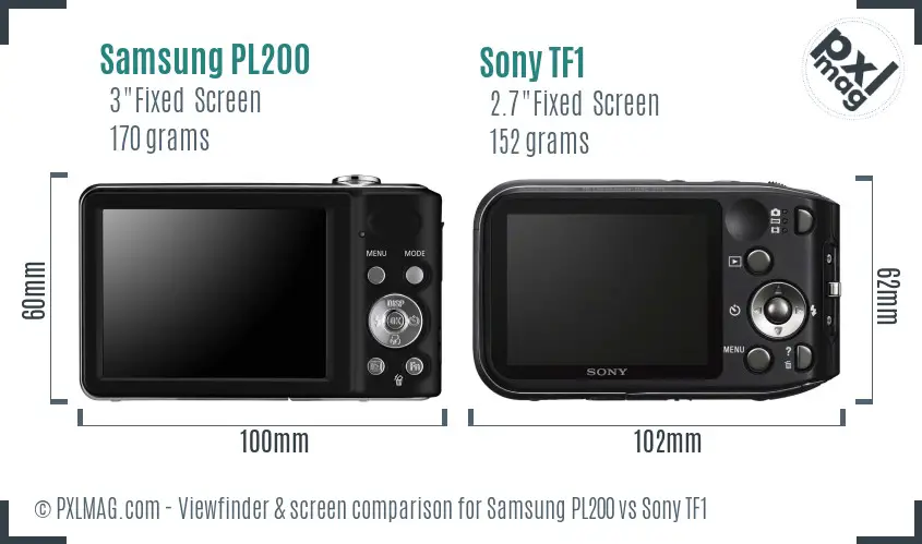 Samsung PL200 vs Sony TF1 Screen and Viewfinder comparison