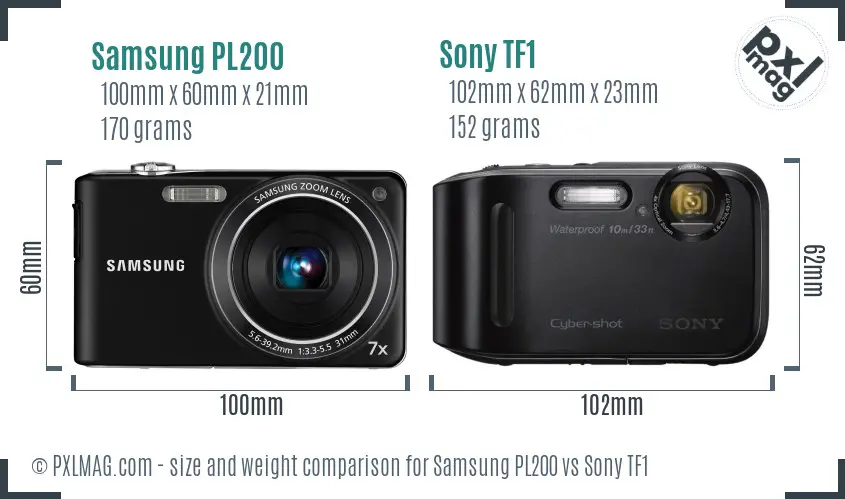 Samsung PL200 vs Sony TF1 size comparison