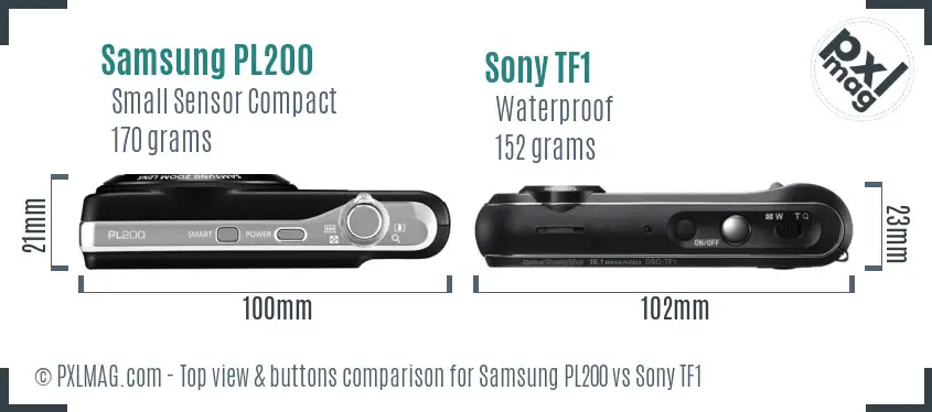 Samsung PL200 vs Sony TF1 top view buttons comparison