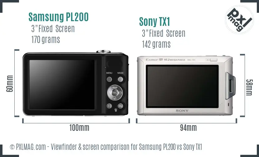 Samsung PL200 vs Sony TX1 Screen and Viewfinder comparison