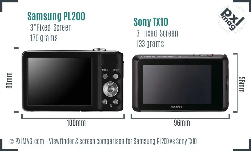 Samsung PL200 vs Sony TX10 Screen and Viewfinder comparison Samsung PL200 vs Sony TX10 Screen and Viewfinder comparison