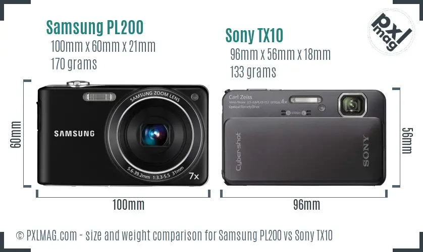 Samsung PL200 vs Sony TX10 size comparison Samsung PL200 vs Sony TX10 size comparison