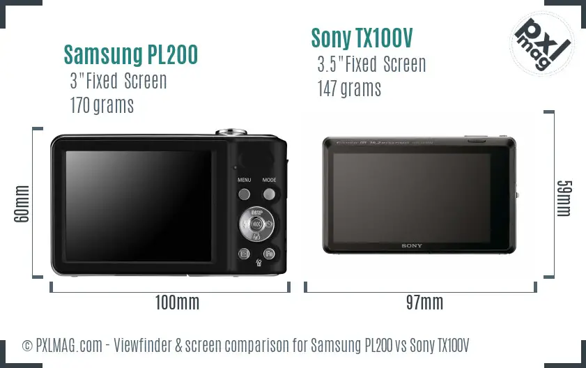 Samsung PL200 vs Sony TX100V Screen and Viewfinder comparison Samsung PL200 vs Sony TX100V Screen and Viewfinder comparison