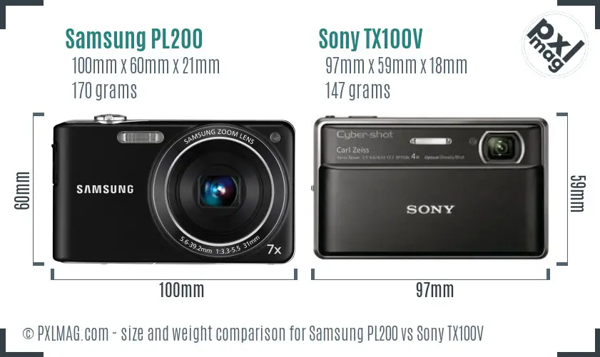Samsung PL200 vs Sony TX100V size comparison Samsung PL200 vs Sony TX100V size comparison