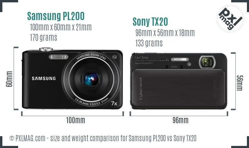 Samsung PL200 vs Sony TX20 size comparison