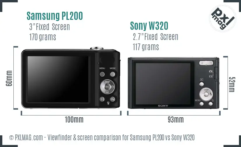 Samsung PL200 vs Sony W320 Screen and Viewfinder comparison Samsung PL200 vs Sony W320 Screen and Viewfinder comparison