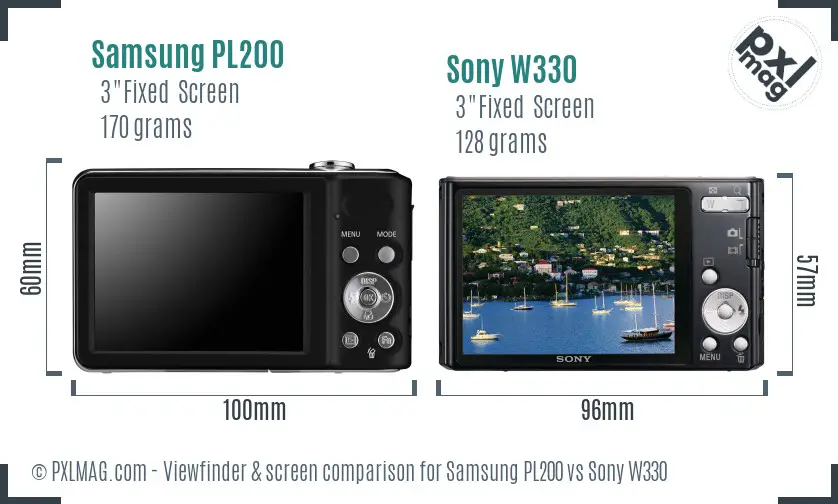 Samsung PL200 vs Sony W330 Screen and Viewfinder comparison Samsung PL200 vs Sony W330 Screen and Viewfinder comparison
