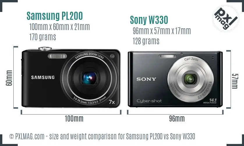Samsung PL200 vs Sony W330 size comparison Samsung PL200 vs Sony W330 size comparison