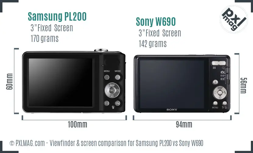 Samsung PL200 vs Sony W690 Screen and Viewfinder comparison Samsung PL200 vs Sony W690 Screen and Viewfinder comparison