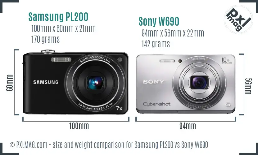 Samsung PL200 vs Sony W690 size comparison Samsung PL200 vs Sony W690 size comparison