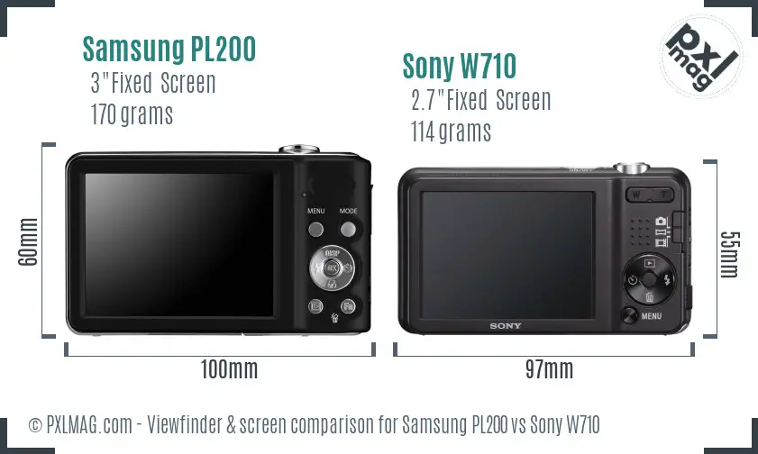 Samsung PL200 vs Sony W710 Screen and Viewfinder comparison Samsung PL200 vs Sony W710 Screen and Viewfinder comparison
