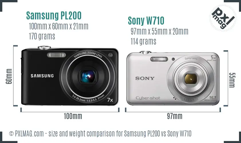 Samsung PL200 vs Sony W710 size comparison Samsung PL200 vs Sony W710 size comparison