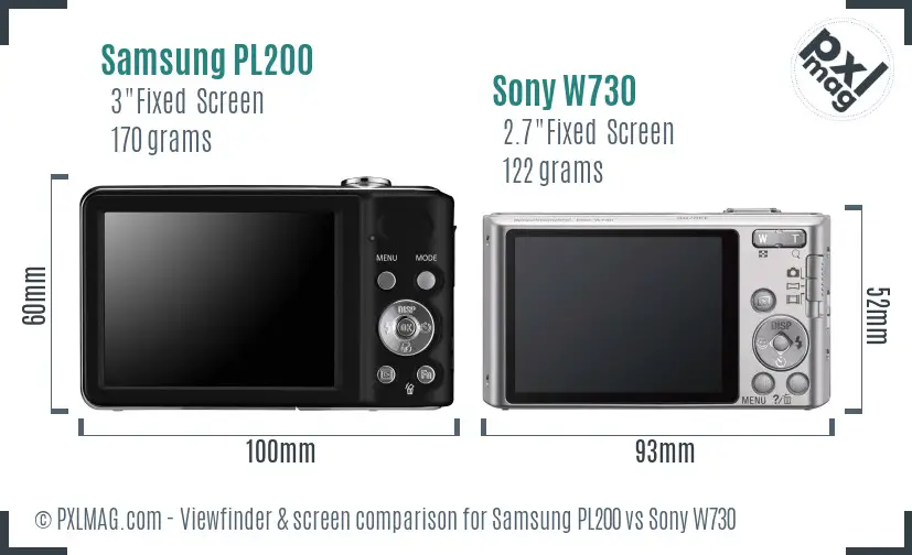 Samsung PL200 vs Sony W730 Screen and Viewfinder comparison Samsung PL200 vs Sony W730 Screen and Viewfinder comparison