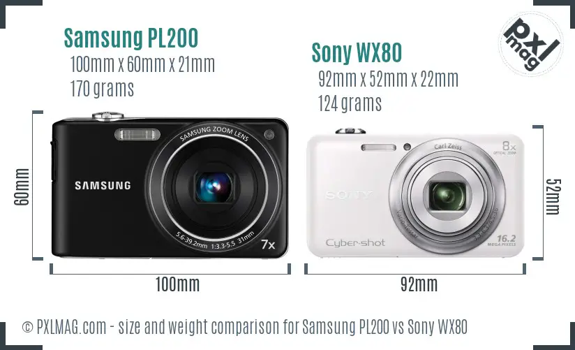 Samsung PL200 vs Sony WX80 size comparison Samsung PL200 vs Sony WX80 size comparison