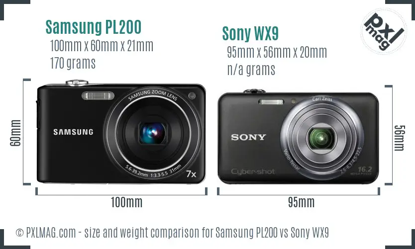 Samsung PL200 vs Sony WX9 size comparison