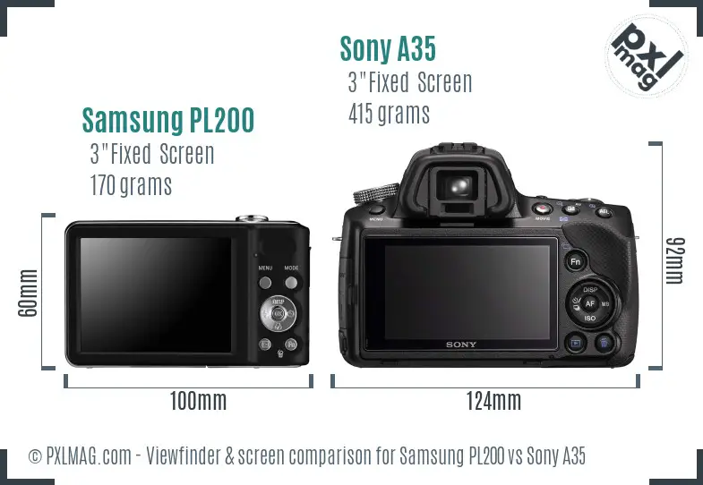 Samsung PL200 vs Sony A35 Screen and Viewfinder comparison