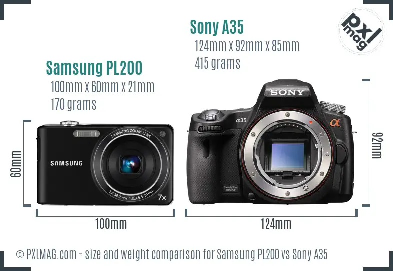 Samsung PL200 vs Sony A35 size comparison