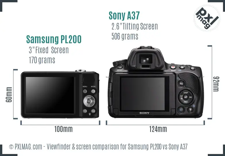 Samsung PL200 vs Sony A37 Screen and Viewfinder comparison
