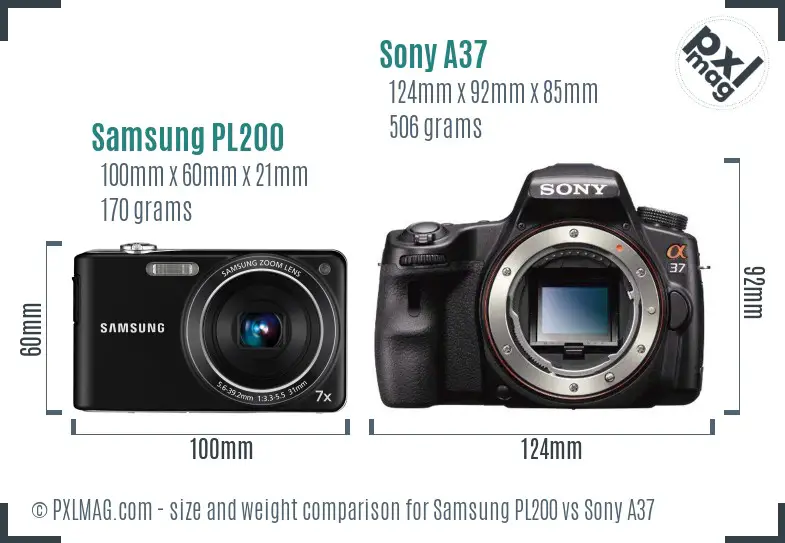 Samsung PL200 vs Sony A37 size comparison