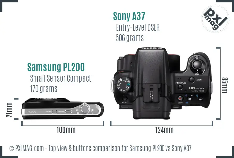 Samsung PL200 vs Sony A37 top view buttons comparison