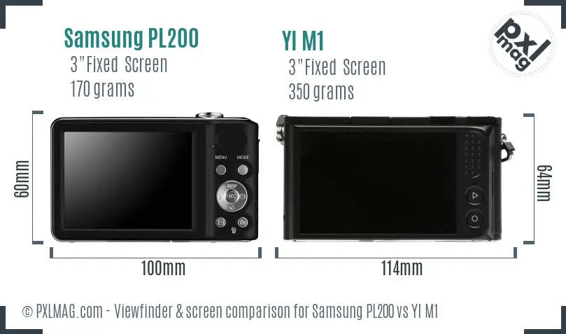 Samsung PL200 vs YI M1 Screen and Viewfinder comparison