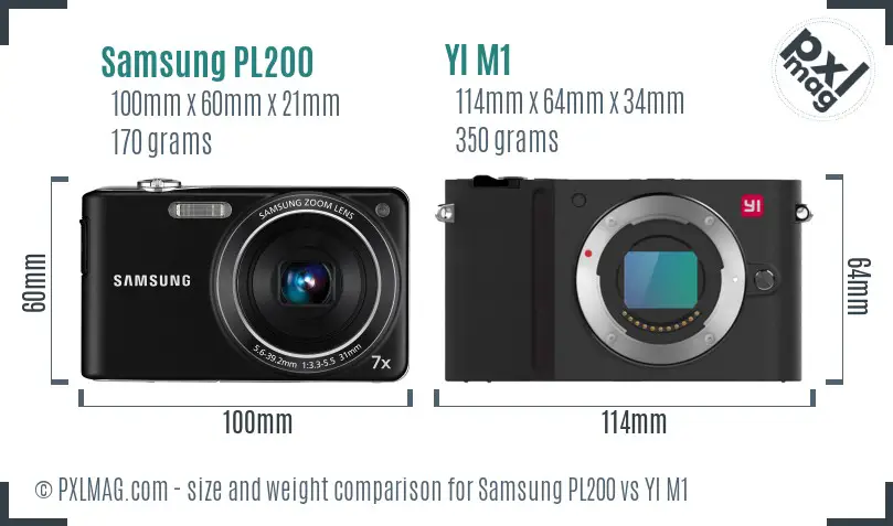 Samsung PL200 vs YI M1 size comparison