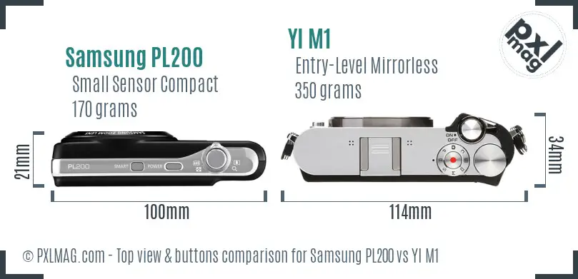 Samsung PL200 vs YI M1 top view buttons comparison