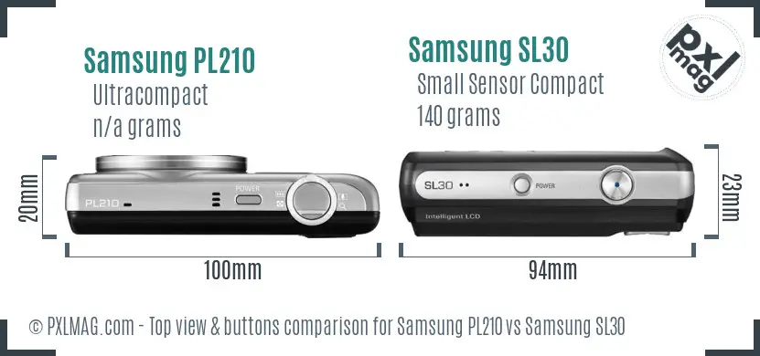 Samsung PL210 vs Samsung SL30 top view buttons comparison