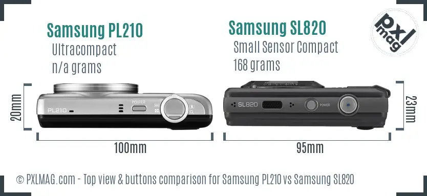 Samsung PL210 vs Samsung SL820 top view buttons comparison