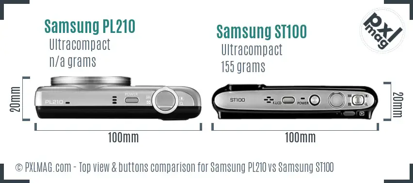 Samsung PL210 vs Samsung ST100 top view buttons comparison