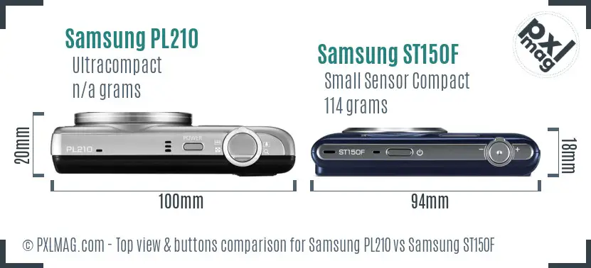 Samsung PL210 vs Samsung ST150F top view buttons comparison