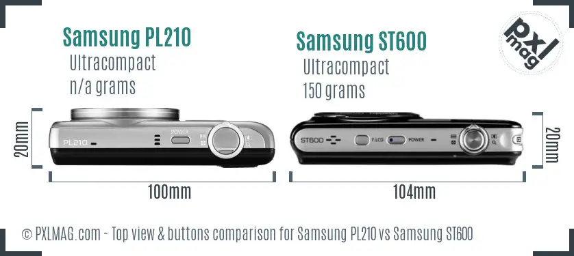 Samsung PL210 vs Samsung ST600 top view buttons comparison