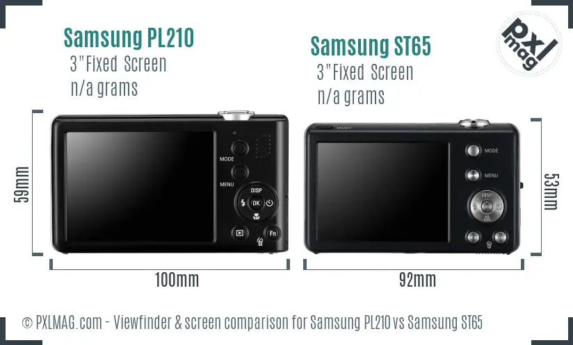 Samsung PL210 vs Samsung ST65 Screen and Viewfinder comparison