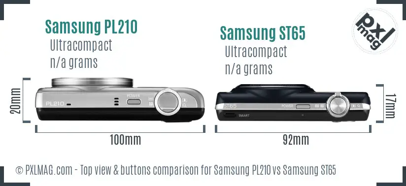 Samsung PL210 vs Samsung ST65 top view buttons comparison